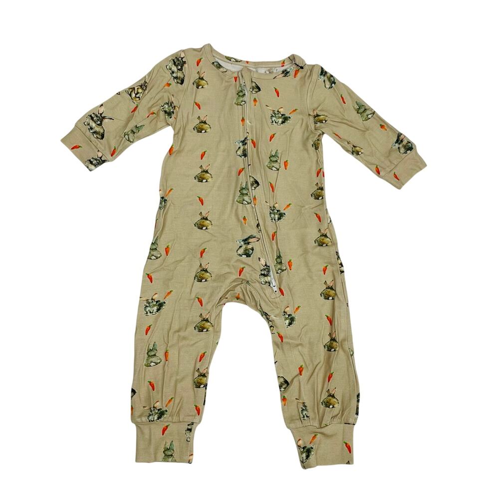 NWT Tickety-boo 12/18M Spring Bunnies & Carrots Long Romper